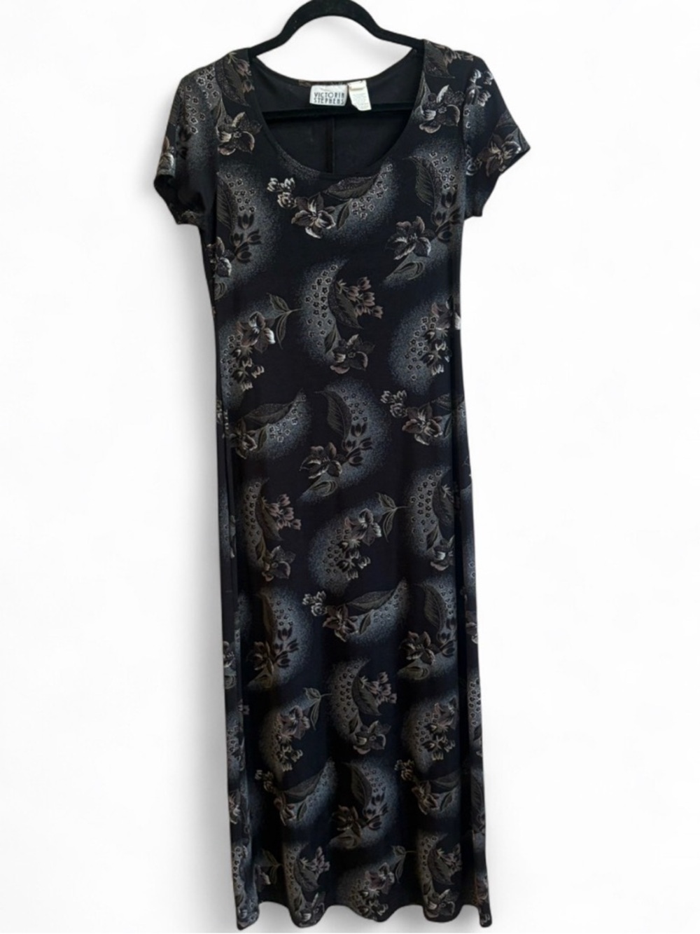Victoria Stephens Vintage Y2K Floral Short Sleeve Maxi Dress Whimsigoth Casual